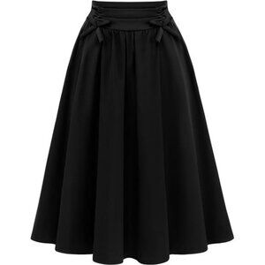Midi Skirts High Waist A Line Skirt Black